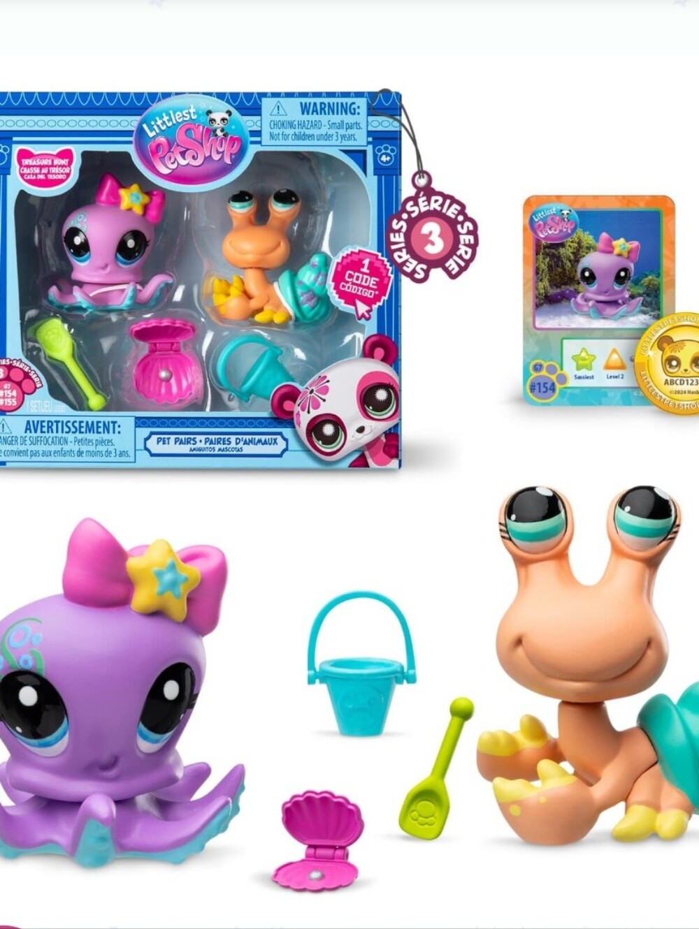 Littlest Pet Shop Purple Octopus & Peach Crab Beach Playset